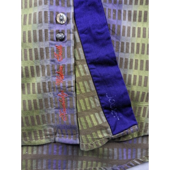 Robert Graham Shirt Mens 2XL Purple & Green Stripe Long Sleeve Button Down - Picture 5 of 7